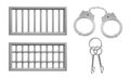 Steel lattice for prison windows, handcuffs, keys Royalty Free Stock Photo