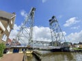 Steel lift bridge over the Gouwe in Boskoop in South Holland