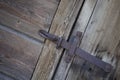 Steel lock on the door of an old barn Royalty Free Stock Photo