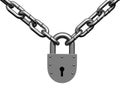 Steel lock hinging on chain