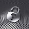 Steel Lock open Icon on metal perforated