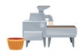 Steel Machine Engaged in Coffee Fruit Hulling Process Vector Illustration