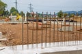 Steel mesh at construction site Royalty Free Stock Photo