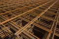 Steel mesh or lattice for foundations of the house or building, construction concept Royalty Free Stock Photo