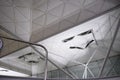 Steel metal ceiling construction in white and grey Royalty Free Stock Photo
