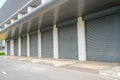 Steel metal doors, roller shutter door in warehouse building Royalty Free Stock Photo