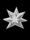 The steel metal grey star from isolation black background.