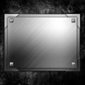 Steel metal plate on concrete wall Royalty Free Stock Photo