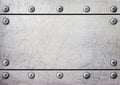 Steel metal plates with rivets seamless background Royalty Free Stock Photo