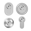 Steel metal secure keyholes isolated on white background, vector