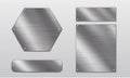 Steel metal tag plate of rectangular, square and hexagon shape with rivets. Realistic vector set Royalty Free Stock Photo