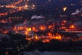 Steel mill at night