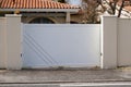 Steel modern white gate aluminum portal with blades design of suburban house