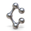 Steel molecular font Letter C 3D