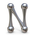 Steel molecular font Letter N 3D