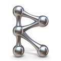 Steel molecular font Letter R 3D