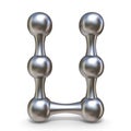 Steel molecular font Letter U 3D