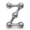 Steel molecular font Letter Z 3D