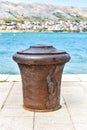 Steel Mooring on a stone pier Royalty Free Stock Photo