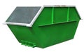 Steel new empty green container for construction waste.