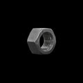 Steel nut on a black background. Side view Royalty Free Stock Photo