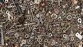 Steel nuts and bolts background