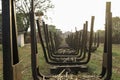 A steel old train for load freshly harvested sugarcane on sugar factory in Solo, Indonesia