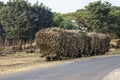 A steel old train loaded with freshly harvested sugarcane ready to transport to sugar factory in Solo, Indonesia Royalty Free Stock Photo