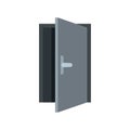 Steel open door icon flat isolated vector