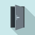 Steel open door icon, flat style