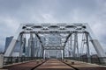 Steel pedestrian bridge leading into the city. Nashville Tennessee Royalty Free Stock Photo