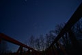 Steel pedestrian bridge at spirit point along the Baraboo river in Baraboo WI Royalty Free Stock Photo