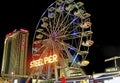 Steel Pier ferris wheel on the boardwalk in Atlantic City at night Royalty Free Stock Photo