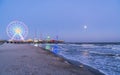 Steel pier with reflection at night,Atlantic city,new jersey,usa Royalty Free Stock Photo