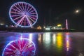 steel pier with reflection at night,Atlantic city,new jersey,usa. Royalty Free Stock Photo