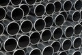 Steel pipes background closeup, 3D rendering Royalty Free Stock Photo