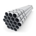 Steel pipes bundle isolated on white background. Royalty Free Stock Photo