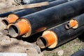 Steel pipes with heat insulation Royalty Free Stock Photo