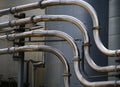 Detail of chemical plant with stainless steel pipes Royalty Free Stock Photo