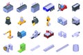 Steel Plant icons set isometric vector. Casting fire Royalty Free Stock Photo