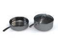 Steel pots and pans Royalty Free Stock Photo