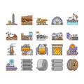 steel production industry metal icons set vector