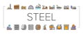 steel production industry metal icons set vector