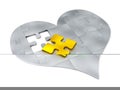 Steel puzzle pieces In the form of heart