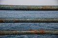 steel railing at the sea in close up Royalty Free Stock Photo