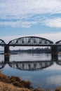 Steel railway bridge over the Vistula River in Toru Royalty Free Stock Photo