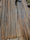 Steel Rebar Background with Construction Copyspace. Steel rebar for reinforcement concrete at construction site