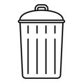 Steel recycle bin icon, outline style