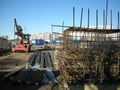 Steel reinforcing bars at construction site