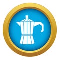 Steel retro coffee pot icon blue vector isolated Royalty Free Stock Photo